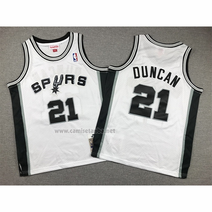 Camiseta Nino San Antonio Spurs Tim Duncan #21 Mitchell & Ness 1998-99 Blanco